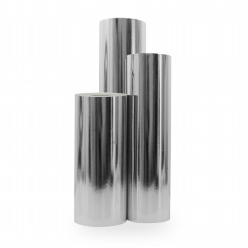 Gift wrapping paper glossy silver metallic paper.
 