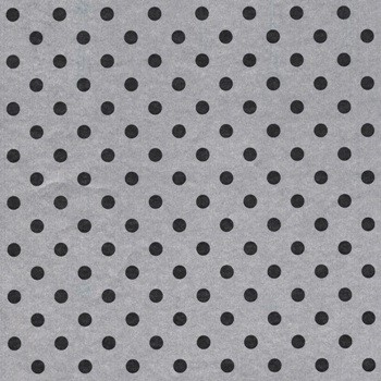 Counter rolls gift wrapping paper silver with black dots on strong ribbed white paper.
 