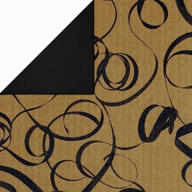 Gift paper gold with a black ribbon and a plain black backside on strong ribbed paper.
 