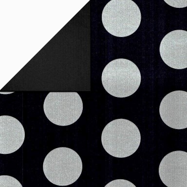 Gift paper silver with black dots, back side plain black on strong white ribbed paper.
 