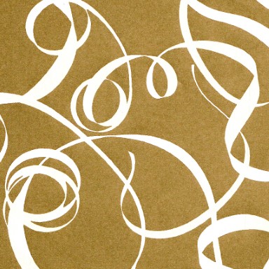 Gift paper colored gold with white ribbonon strong white paper.
 