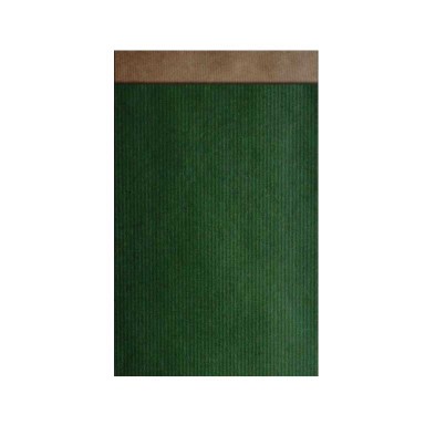 Gift bags plain green on ribbed brown kraft paper with a 2 cm flap.
 