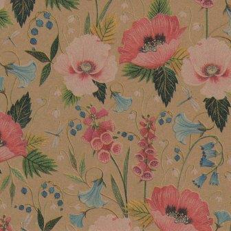 Gift paper colorful wildflowers on plain brown kraft paper.
 