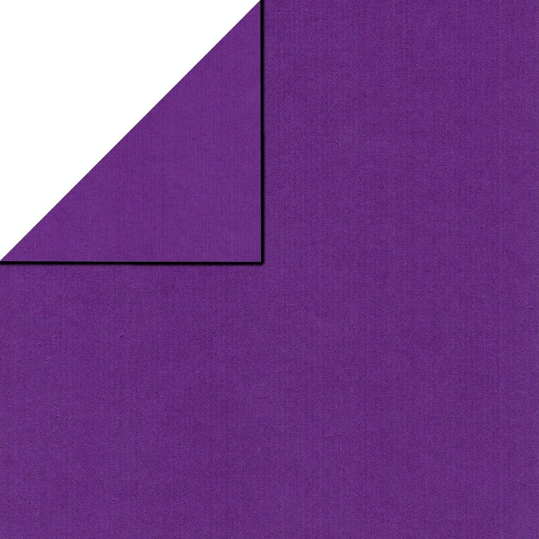 Gift paper on the front in solid violet, behind solid violet on strong narrow ribbed matte paper.
 