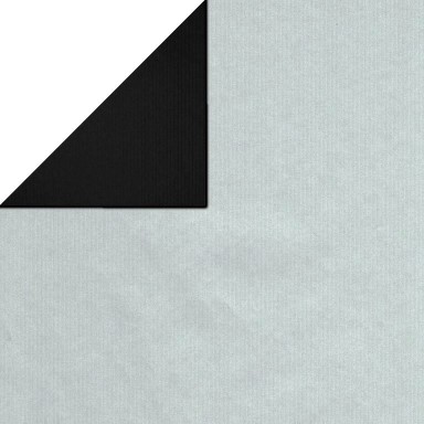 Gift paper on the front in solid silver, behind solid black on strong narrow ribbed matte paper.
 