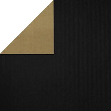 Gift paper on the front in solid black, behind solid gold on strong narrow ribbed paper.
 