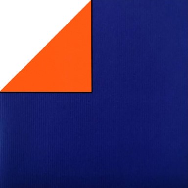 Gift wrapping paper on the front royal blue, behind solid orange with pressed stripes on both sides, rolls of 50 meters, choose at least 4 articles in an assortment box.
 