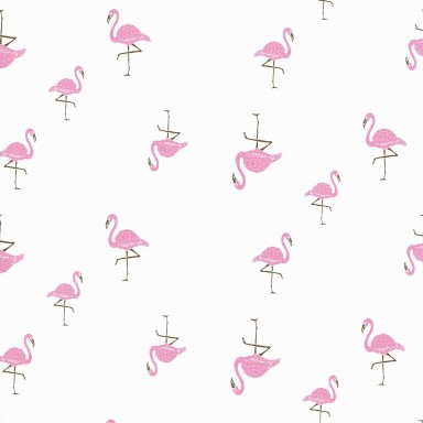 Wrapping paper front white with flamingos, behind solid white on strong narrow ribbed paper.
 