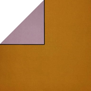 Gift wrapping paper one side ocher yellow and one side lilac on strong, very smooth matte paper.
 