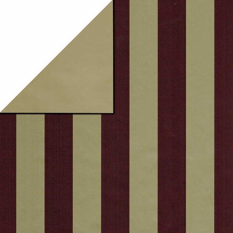 Gift wrapping paper gold stripes over matt burgundy, reverse side plain gold on strong paper.
 