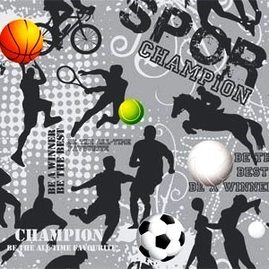 Gift wrapping paper sports with silver background on glossy strong paper.
 