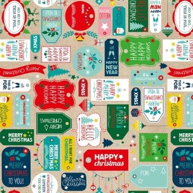 Christmas tags colored with beige background, strong glossy white paper.
 