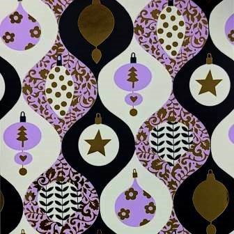 Gold metallic with matte lilac christmas ornaments, metallic paper.
 