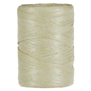 Raffia ribbon made of paper on a spool, olive green.
 