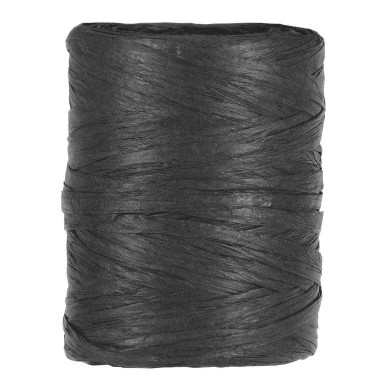 Raffia ribbon made of paper on a spool, black.
 