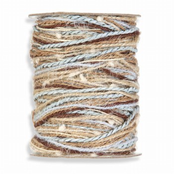 Packing rope jute and wool colormix natural/sky blue.
 