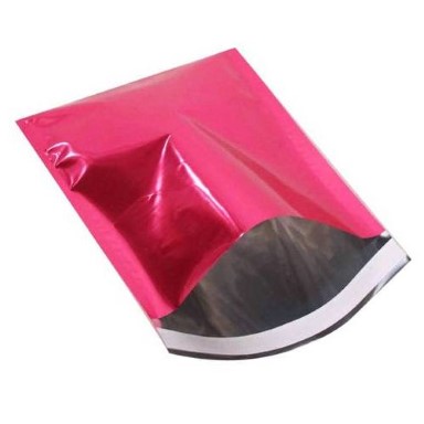 Metallic shipping or gift bags made of unbreakable and water resistant 70 micron foil with flap and permanent adhesive strip - pink
 