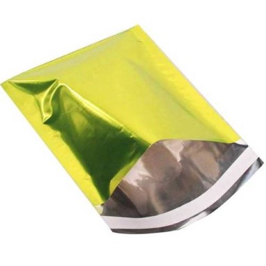 Metallic shipping or gift bags made of unbreakable and water resistant 70 micron foil with flap and permanent adhesive strip - green
 