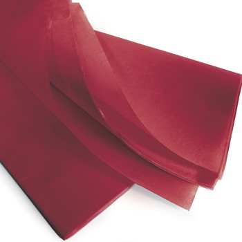 Red tissue paper, quality mg 17 grams colourfast.
 
